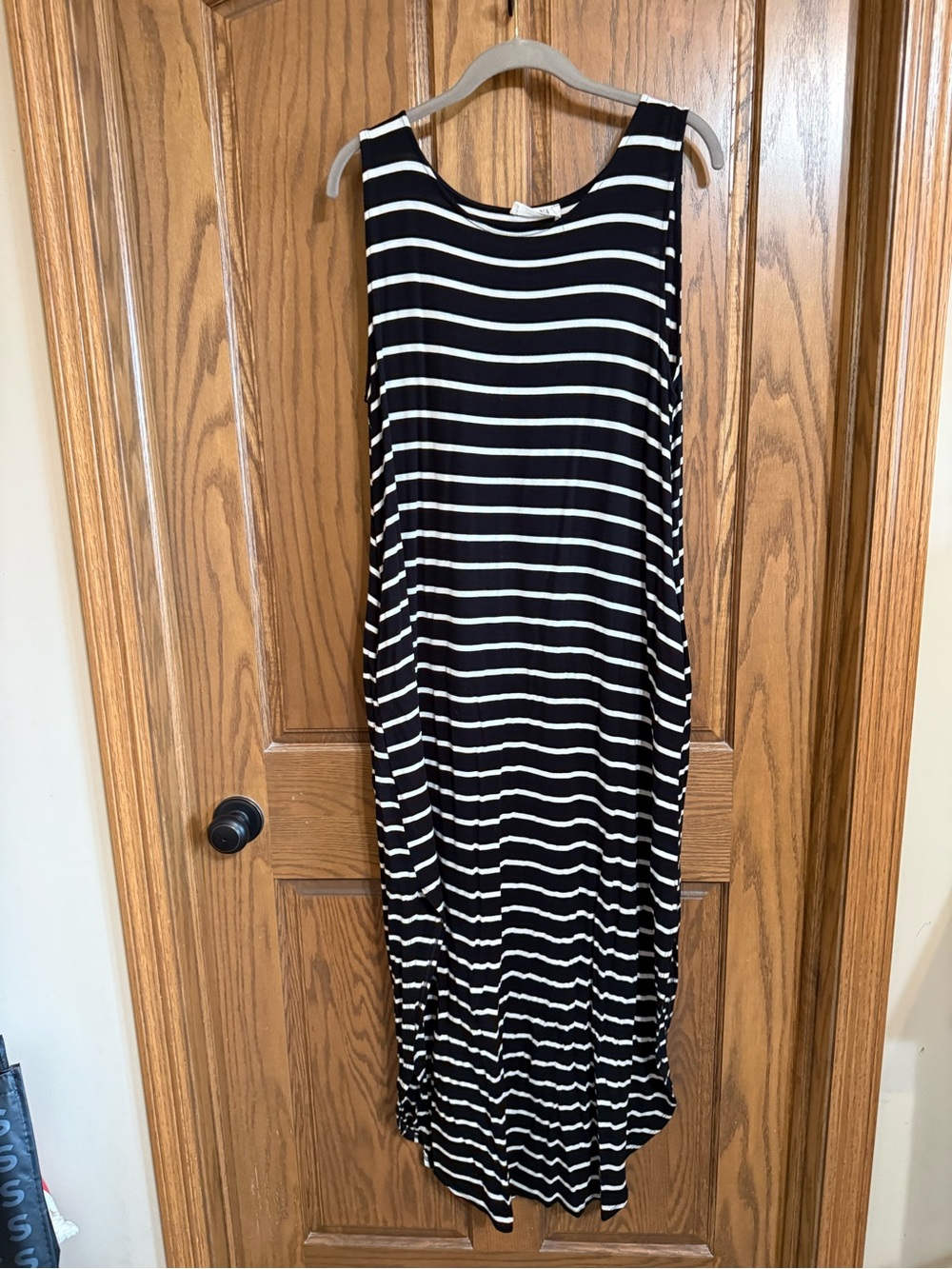Zenana Outfitters Black and White Striped Midi Dress